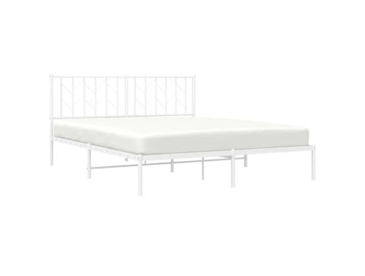 KTHLBRH Bettgestell mit Kopfteil Metall weiß 160 x 200 cm Rahmen aus Stahl, Lattenrost inklusive, Stauraum unter dem Bett 26 cm, robuste Konstruktion