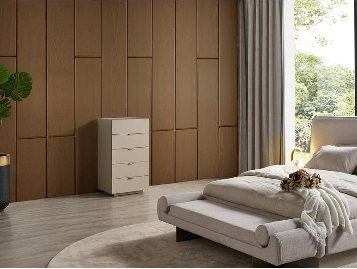 JVmoebel Sideboard JVMoebel Kommode aus Holz in Beige mit 5 Schubladen (1 St)