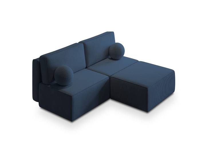 ECKSOFA VARNA P Blau Kordstoff mit Schlaffunktion