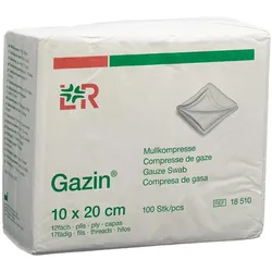 Gazin, Verbandsmaterial, Mullkompressen 10x20cm 12-fach/17 fädig mit RK