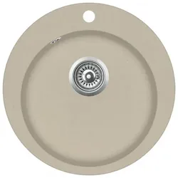 Granitspüle Einzelbecken Rund 2 | vidaXL : Farbe - Beige