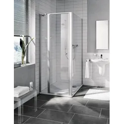Kermi Duschdesign IBIZA 2000 Schwingtür mit Festfeld, Weiß, Höhe 2000 mm, Breite 800 mm, Wanneneinbaumaß 765-800 mm, ESG Klar Glas