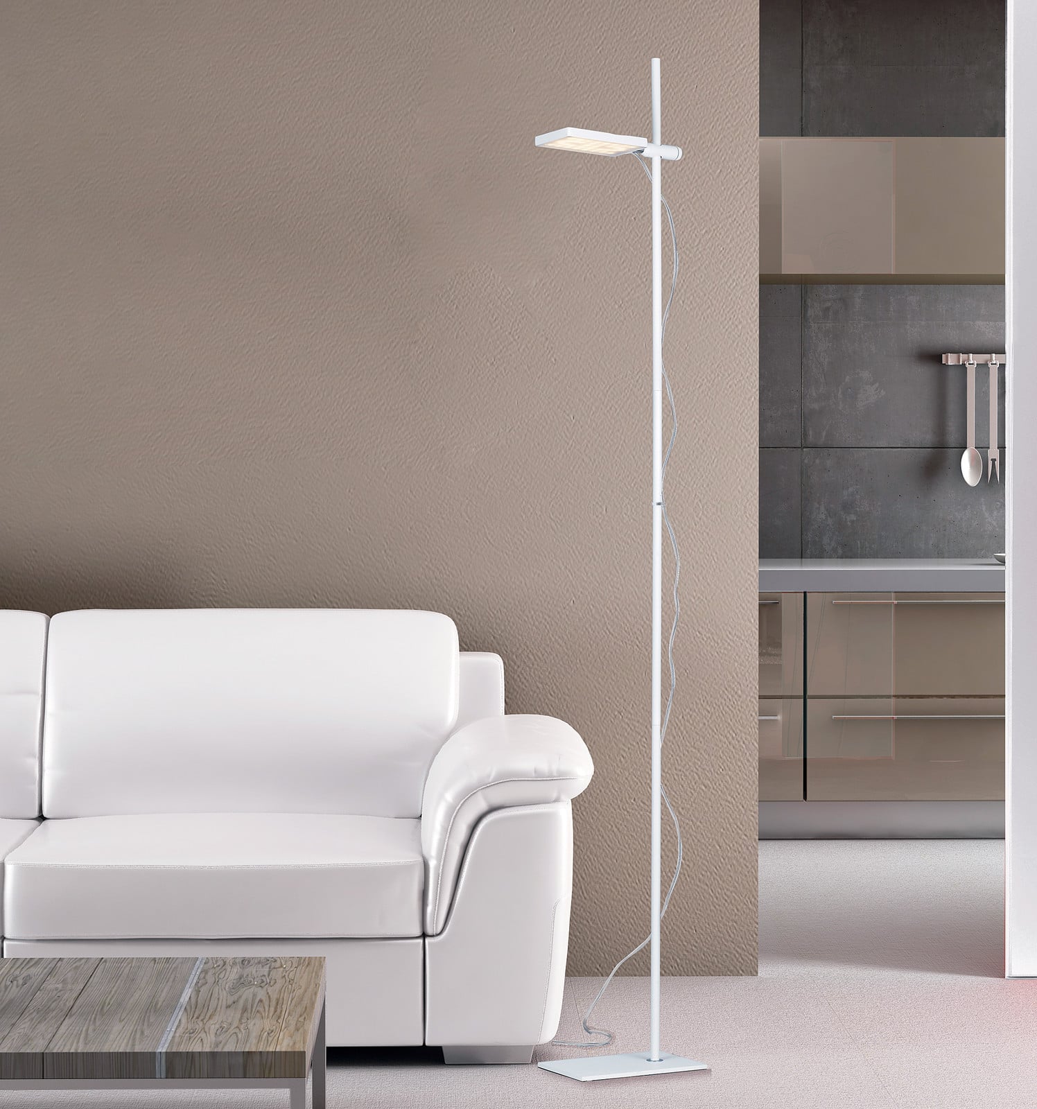 home24 Staande LED-lamp Book wit, B: 25 cm, D: 16 cm, H: 182 cm