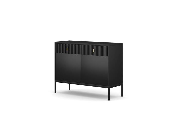 Furnlux Sideboard Maggiore Schwarz 104x39x83 cm, Holzwerkstoff, 104x83x39 cm, Kleinmöbel, Kommoden, Sideboards