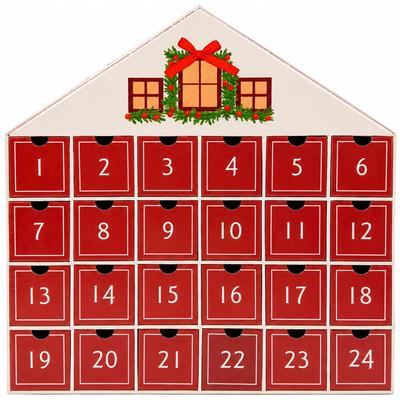 Adventskalender OTTO HOME "Haus, für die täglichen Überraschungen in der Vorweihnachtszeit", rot, B:40cm H:40cm T:8cm, Adventskalender, aus stabilem Karton, ca.40x40cm, in grün oder rot, mit Schubladen