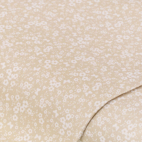 Baumwollstoff Kleine Blumen "Pia", beige/weiß