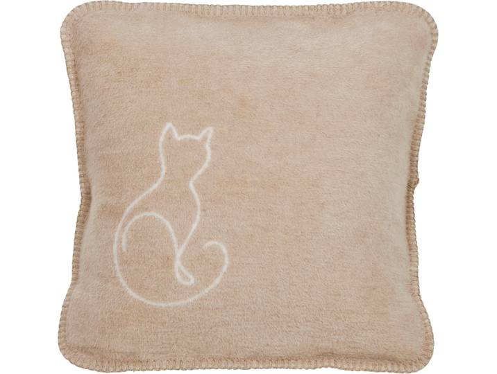 Dekokissen DONE. KITTY , beige, B:50cm L:50cm, Baumwolle, Polyacryl, Dekokissen_Sitzkissen_Kissenhüllen, Dekokissen, Extra weiche Haptik