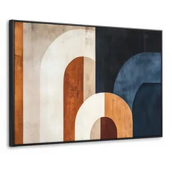 LEINWAND Bilder mit Rahmen - Abstrakt - Formen - Dunkelblau - 150x100