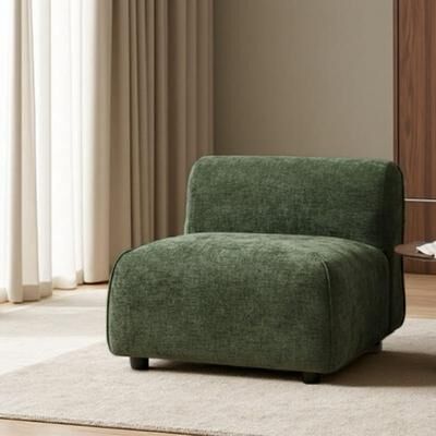 Curved Modern Upholstered Accent Armchair, Compact Space-Saving Lounge Chair with Ergonomic Contoured Backrest