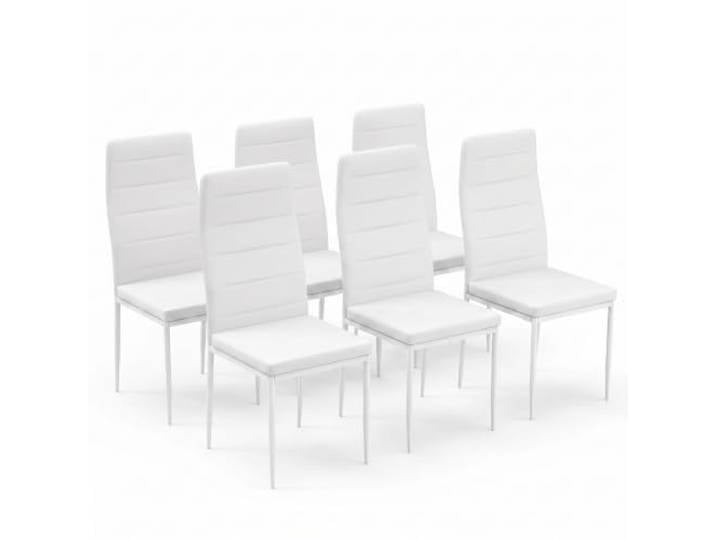 Mondeer Stühle Esszimmer 6er Set, Bezug Kunstleder Esszimmerstuhl ,Weiß Stühle Wasserfest und Leicht zu Reinigen, Hohe Rückenlehne,Polster Schön Weich
