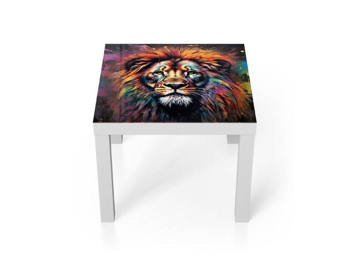 DEQORI Couchtisch 'Löwenkraft in Farben', Glas Beistelltisch Glastisch modern