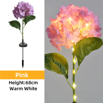 Inspire Picks Solar Hydrangea Garden Lights Waterproof LED Flower Stake Pathway Decor 1pc Pink