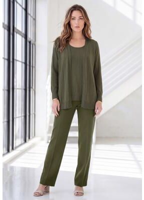 Plus Size Women's Plus Size Drop Needle Cardigan Lightweight Sweater Knit by Roaman's in Dark Olive Green (Size S)