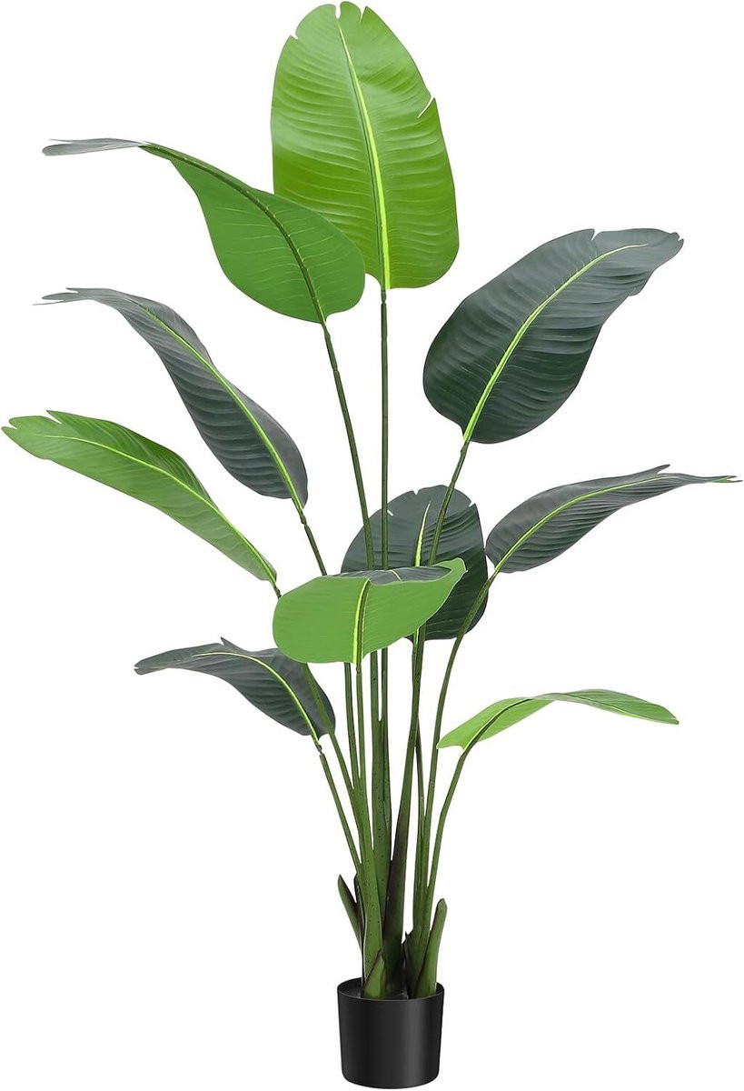 Grote kunst bananenplant voor binnen, groen, 150 cm