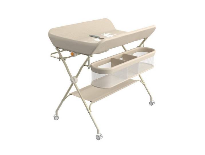 LuxusKollektion Wickelkommode Wickeltisch 3-in-1 faltbar 4 Rollen Cremeweiß