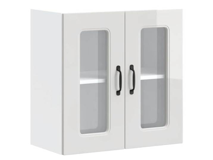 GHVBNMF Küchen-Hängeschrank mit Glastür 60x31x60 cm Hochglanz-Weiß Kompakter Oberschrank für Speisekammer und Flur mit zwei Fächern für übersichtliches Einsortieren von Geschirr.