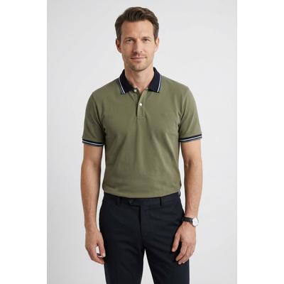 Poloshirt OLYMP "Casual", Herren, Gr. XXL, grün (oliv), Piqué, Obermaterial: 100% Baumwolle, Shirts, farbliche Kontrast-Details