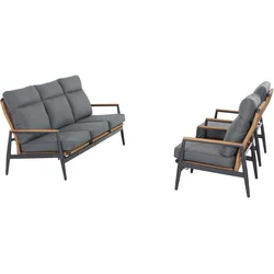 SIENA GARDEN Roma Gartenlounge, grau, Aluminium & Teakholz FSC, 85x205 cm, Pflegeleicht & Witterungsbeständig