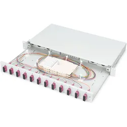 Digitus Ausziehbare Glasfaser - Spleissbox 1U Equipped 12xSC duplex inkl. M 25 Schraube Spleisskassette F..., Server Zubehör, Grau