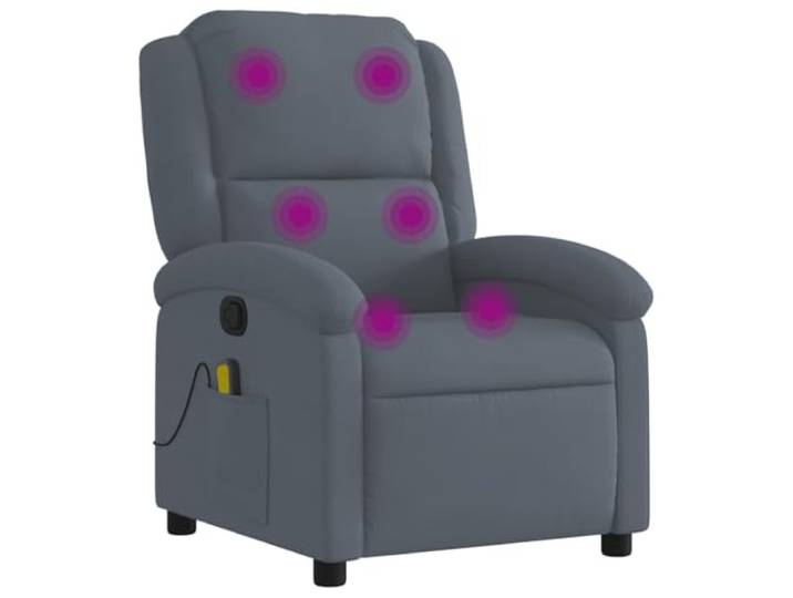 Massagesessel aus Samt, dunkelgrau, mit 6 Punkten Weiche Textur, Holz- und Metallstruktur, Seitentasche, Fernbedienung inklusive, Verwendung mit USB-Anschluss