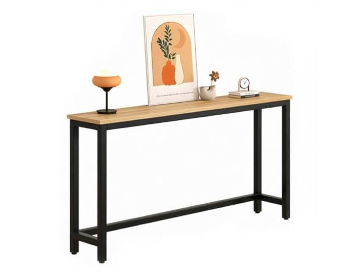uofgcru Konsolentisch Schmale Lange Betttische Schlafzimmer Wohnzimmer, Moderne Sofaarmlehntische, anpassbare kleine Konsole Eingang Flur - Holzfarbe(60×20×80cm)