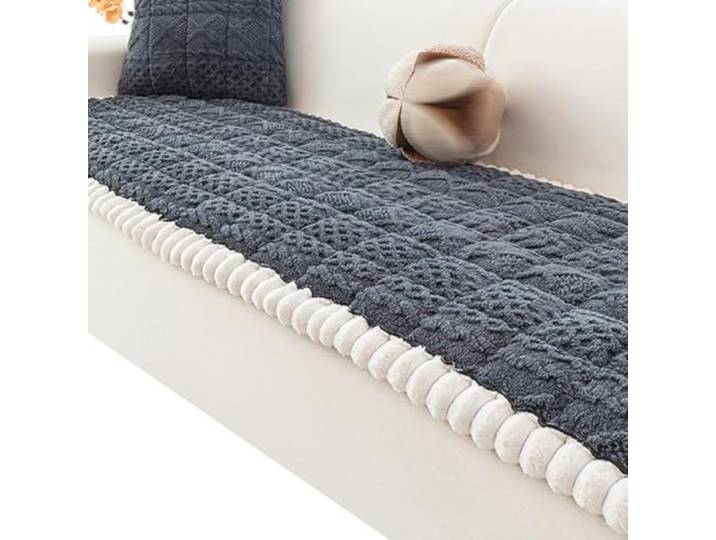 Das Sofa, Weiche, rutschfeste Plüsch-Sofabezüge for 3 Kissen(Grey,70x180cm)
