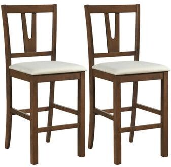 Costway Counter Height Bar Stools with Contoured V-Back-Set of 2