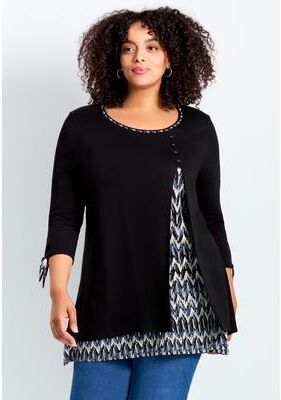 Plus Size Women's Alena Print Tunic by Avenue in Navy Hazy Floral (Size 14)