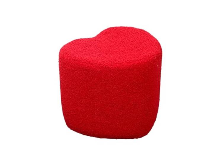 DANNMPX Sitzhocker Wohnzimmer Herzförmiger Fußhocker, Leicht, Kunstlammwolle, Modernes Dekor Zusätzliche Sitzplätze(Rood)