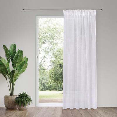 Gardine "Helmine", weiß, B:140cm H:245cm, Polyester, HOME LIVING BY GERSTER, Gardinen, Gardine, SB-Schal "Helmine" mit Kombiband
