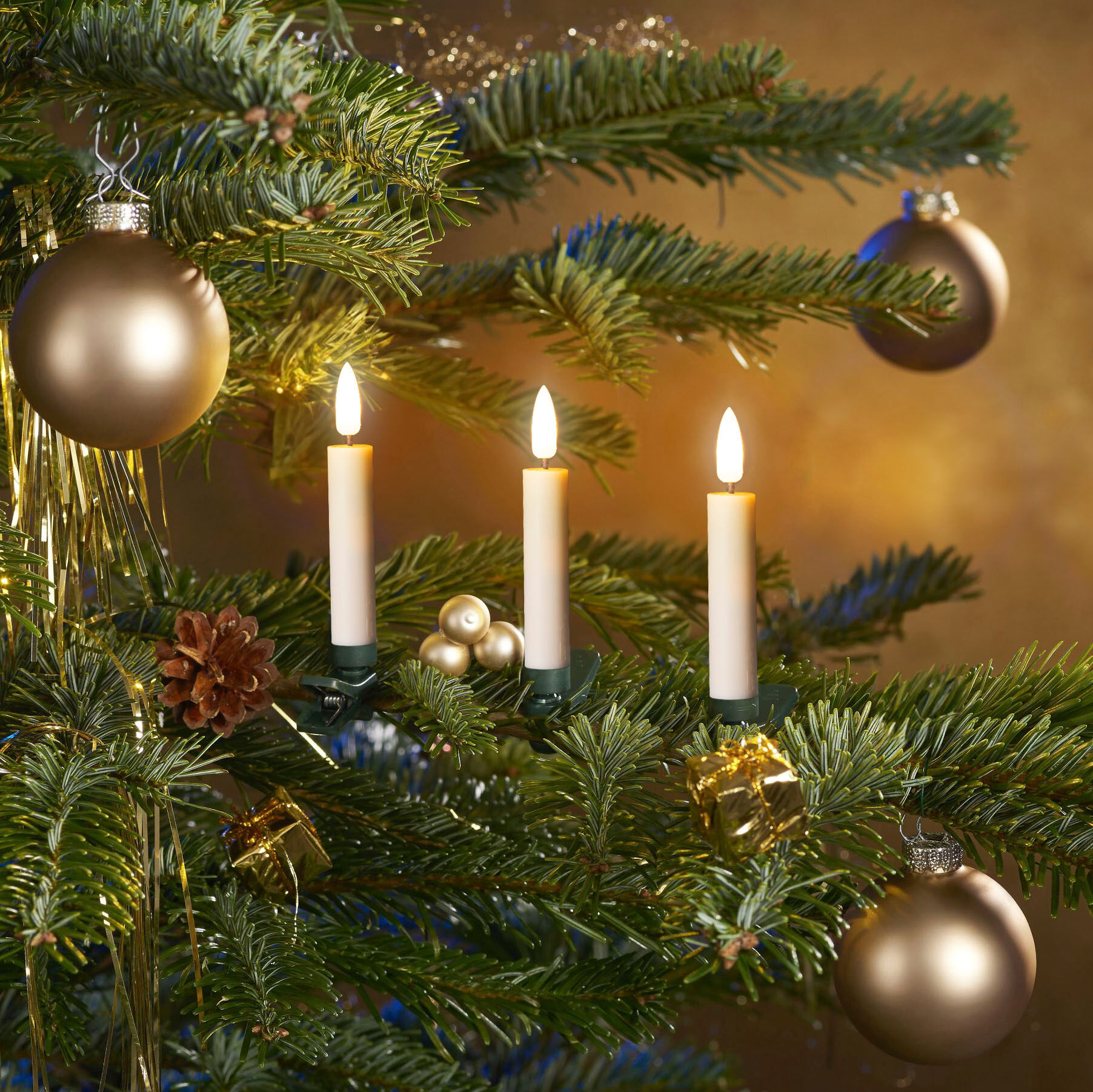 OTTO HOME LED-Christbaumkerzen "Set 25 Stück m. Batterie, Fernbedienung, Timer, Farbe schwarz o. weiß", weiß, Flammen 25 Stk., Lichterketten, 3D-Flamme, warmweiß, mit Dimm-/Flacker- und Timerfunktion, Batterie, LED-Christbaumkerzen