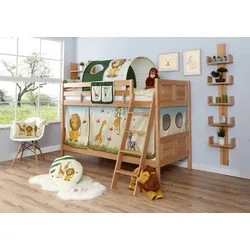 TiCAA Etagenbett "Erni" Country Buche Natur