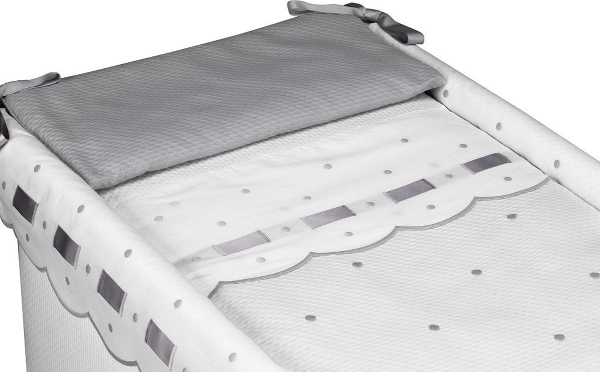 Don Algodon Wiegbekleding Zoe Wit/grijs - 70 x 45 cm