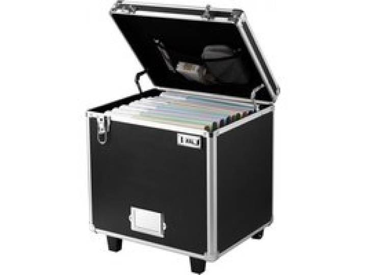 VEVOR Boîte de Rangement à Dossiers sur Roulettes, 39,6 x 32 x 38,1 cm, Mallette à Documents Mobile Verrouillable Portable avec Poignée Télescopique, Serrure, pour Bureau, Voyage Affaire, Déplacement
