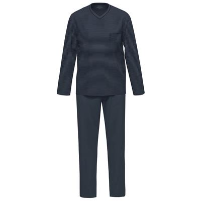Schlafanzug AMMANN "Schlafanzug lang Men / Nightwear", Herren, Gr. 54, grau (total eclipse), Obermaterial: 100% Baumwolle CO., Homewear-Sets Schlafanzug