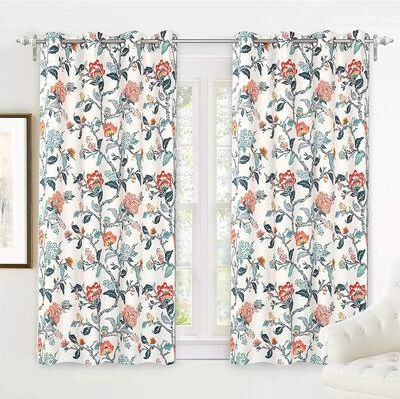 DriftAway Ada Floral Botanical Print Flower Leaf Lined Blackout Window Curtains