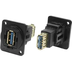 RS PRO FT BLK METAL USB 3.0 A-A M3, Elektronikkabel + Stecker, Schwarz