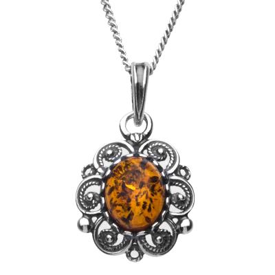 Kette mit Anhänger OSTSEE-SCHMUCK "- Traudel - Silber 925/000 - Bernstein" Gr. 45, silber (silber 925, silberfarben, weiß), Schmuck_Sets, Damen, 45, Silber 925 (Sterlingsilber)