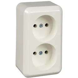 Elso 395904 Steckdose 2-fach 16A ohne Schutzkontakt CONTURA Schraubklemme reinweiß