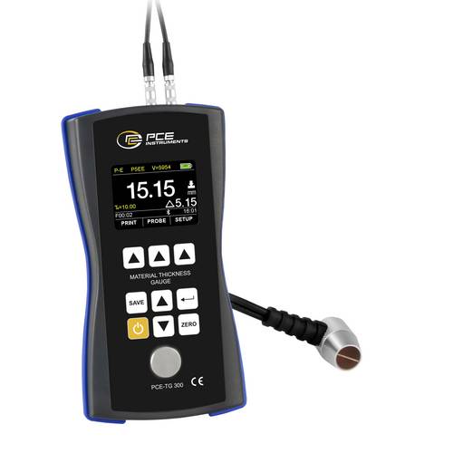 PCE Instruments Materialdickenmessgerät PCE-TG 300-NO5/90 |1 ... 600mm |Sensor 5MHz ⌀10mm |Puls-Echo |Echo-Echo |USB
