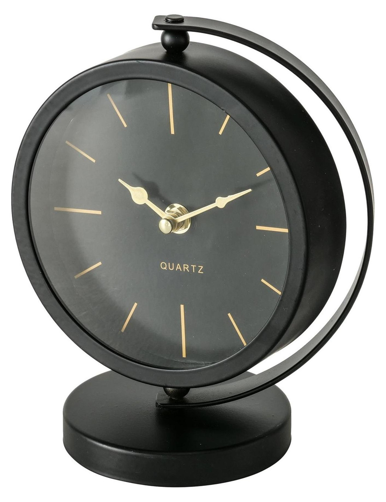 Boltze Analoge Tafelklok Balia Zwart met Gouden Wijzers, Diameter: 20 cm