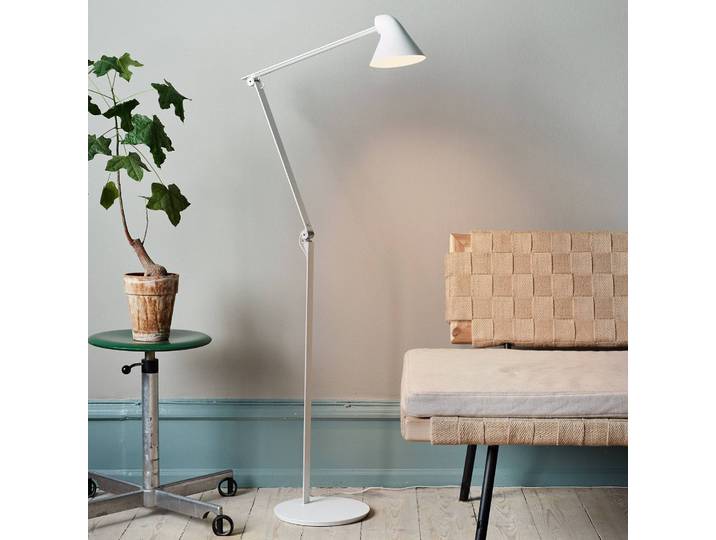Design vloerlamp NJP, dimbaar, wit / opaal, Woon-/ Eetkamer, Aluminium, Design, vloerlamp