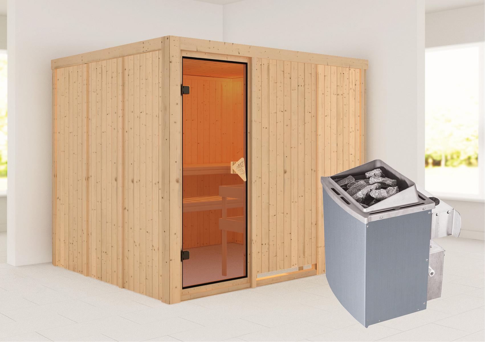KARIBUHOLZT Sauna Gobin Front, 9kW integr.Strg bronz.GGT 08288407