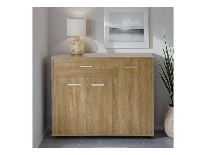 CARO-Möbel Kommode ESTELLE, Sideboard ESTELLE Mehrzweckschrank, 3 Türen und 1 Schublade, 88 cm bre
