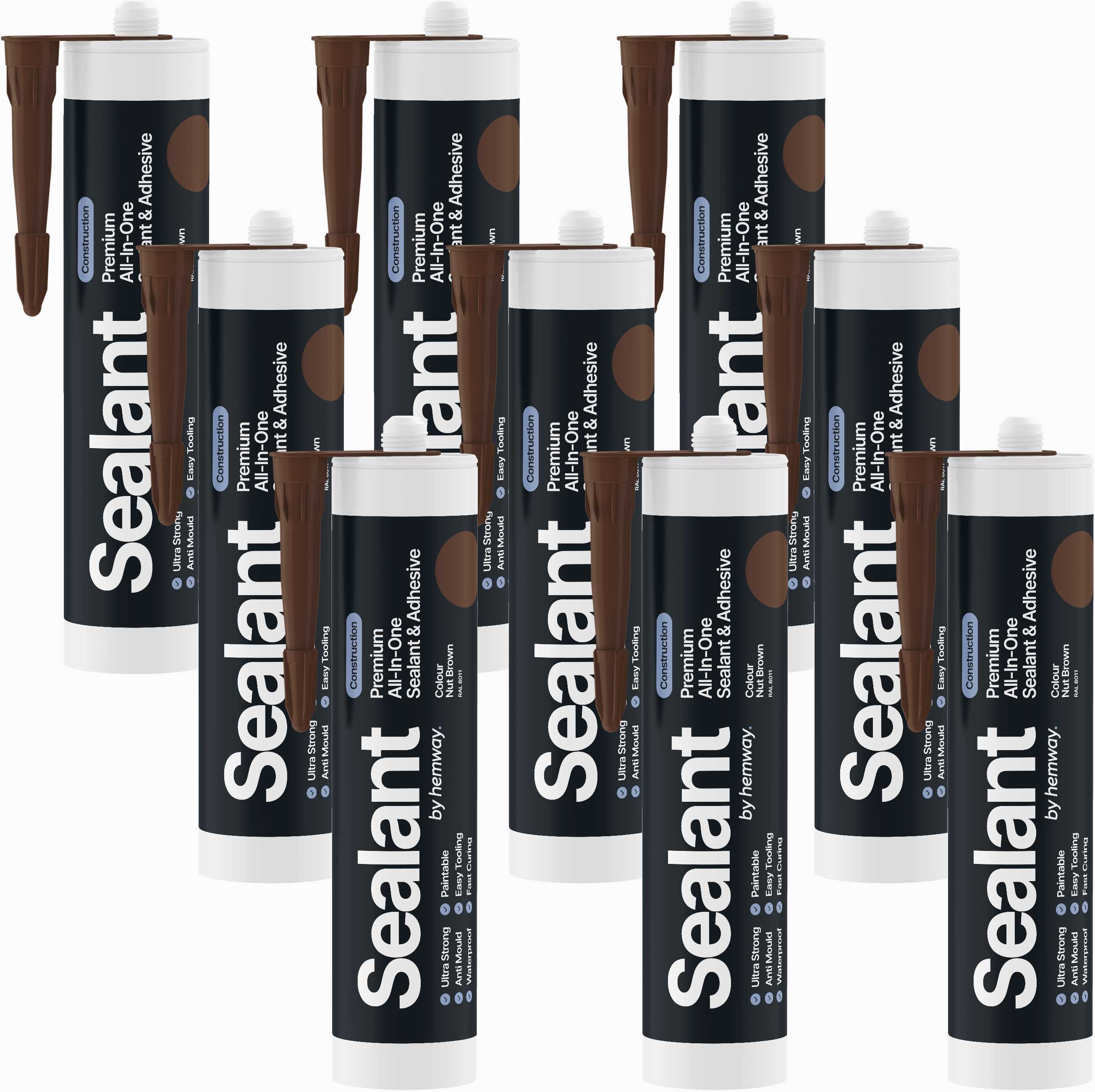 Hemway Construction Sealant & Adhesive   Nut Brown   Hybrid Polymer   All-In-One - Nut Brown - 2700ml