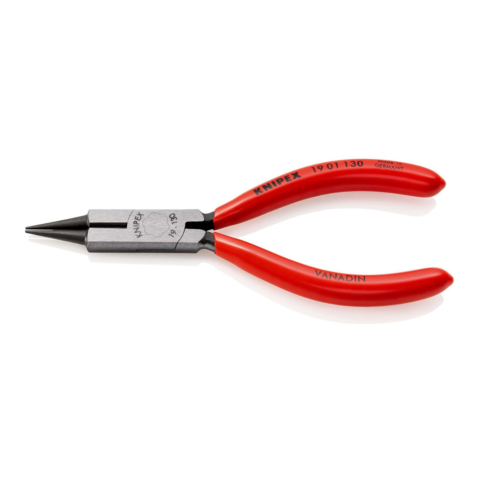 KNIPEX 19 01 130 Rundzange mit Schneide (Schmuckbiegezange) mit Kunststoff überzogen schwarz atramentiert 130 mm)
