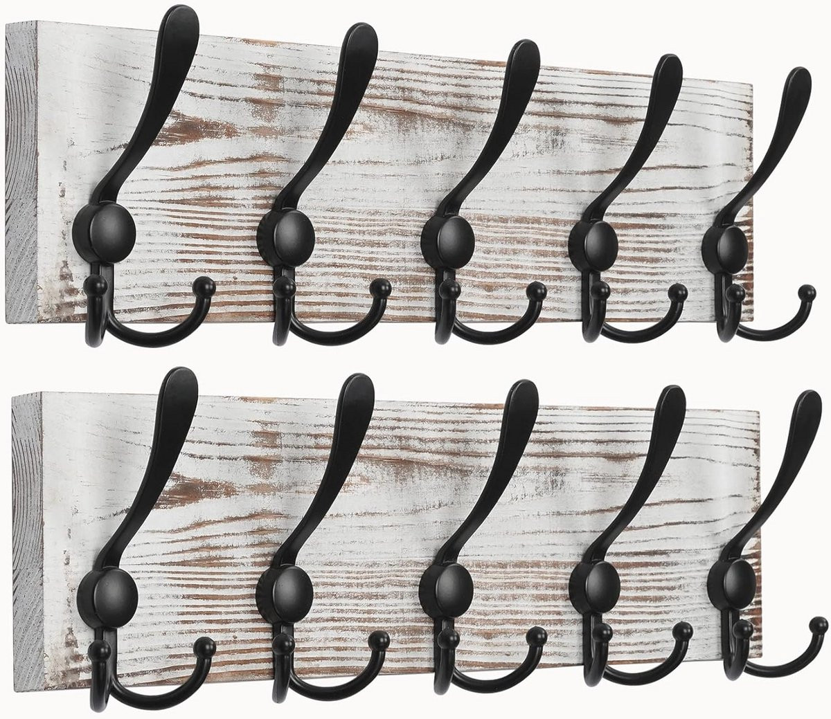 Set van 2 houten wandkapstokken voor kleding en accessoires