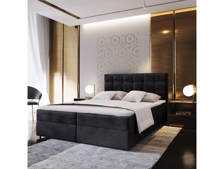 Masseno Boxspringbett GLOS mit Bettkästen 180x200 cm - Schwarz, KRONOS 07