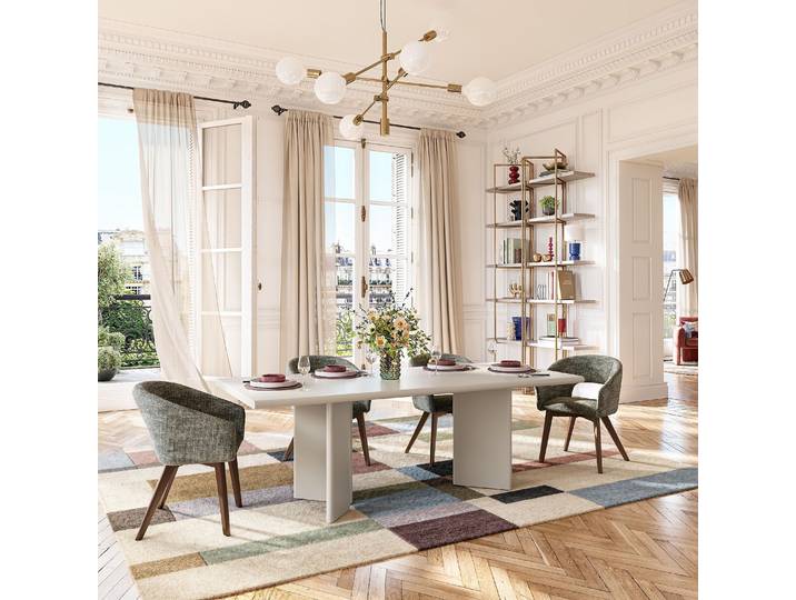 HABITAT - Table à manger rectangulaire finition mate - 8 couverts - Crème - Vanda