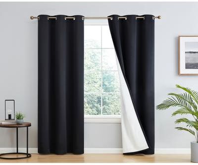 HLC.me Dakota Complete Blackout Drapery Heavy Thermal Insulated Efficient Window Curtain Grommet Panels, 2 Panels